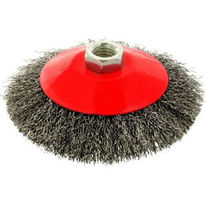 GEKO Stalen gekrulde draadborstel - 125 mm - M14 schroefdraad - Voor krachtige reiniging