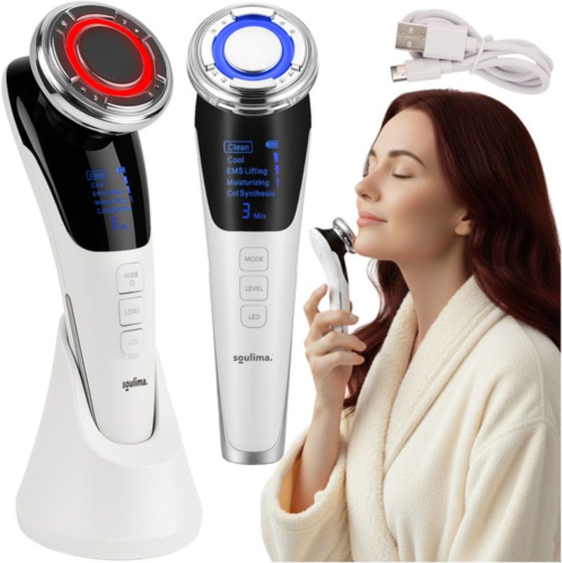 Soulima - Gezichtsmassager - Mesotherapie - EMS Lifting - Warmte - Koeling - LED Lichttherapie