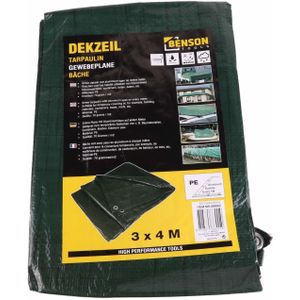 Benson Duurzaam afdekzeil - 3 x 4 meter - groen - versterkte zomen - stevige ringen