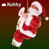 Ruhhy Klimmende Kerstman met Muziek - Batterij-aangedreven, Beweegt op en neer