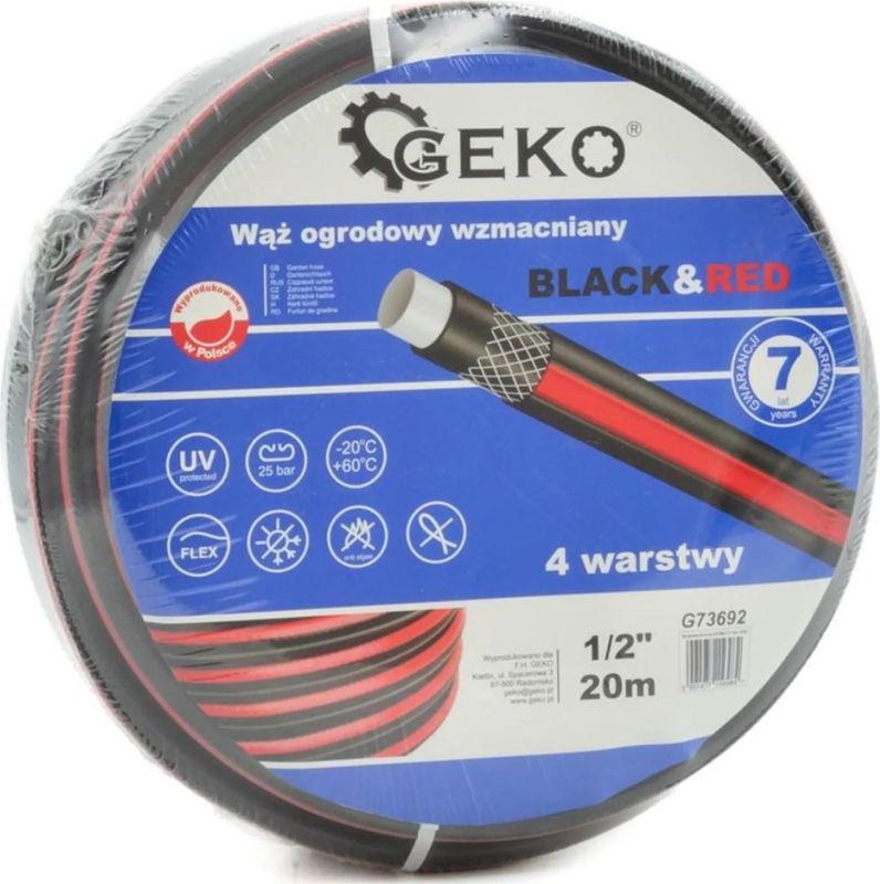GEKO Tuinslang - Sterk - Zwart/Rood - 20 meter - 1/2"