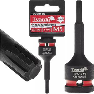 Tvardy Slagdop ribe M5 - chroom-molybdeenstaal - opname 12,7 mm - zwart - voor slagmoersleutel - auto, machinebouw en montagewerk