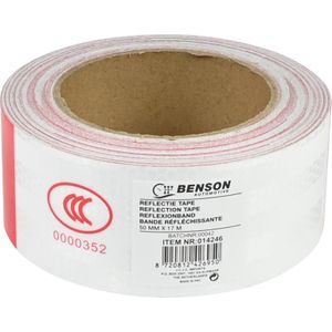 Benson Reflecterende Tape - Rood en Wit - 50 mm x 17 meter - Rol