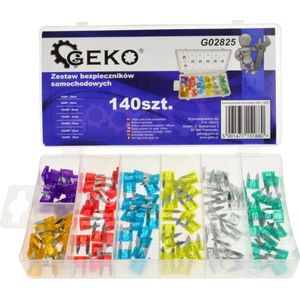 GEKO Mini zekeringenset - 140 stuks - Diverse Ampères - Compact en Handig