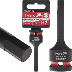 Tvardy slagdop inbus 7 mm - chroom-molybdeenstaal - voor slagmoersleutel - vierkante aansluiting 12,7 mm - zwart - auto, montage en industrie