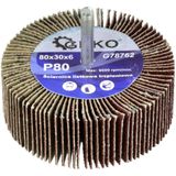 GEKO Abrasieve lamellenschijf - P80 korrel - 80x30 mm - 6 mm as - Aluminiumoxide