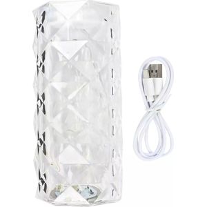 Benson Oplaadbare kristallen tafellamp - 3 kleuren - 15 cm - USB Type-C - Dimbaar
