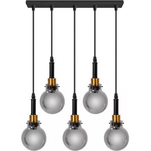 Toolight APP11260-5CP Hanglamp Zwart Goud - 5 Lichtpunten, E14 Fitting