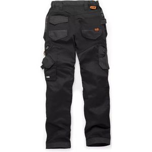 Scruffs Dames werkbroek met holsterzakken en kniezakken - maat 32 K - polyester-katoen met rekbare stof - zwart - bouw