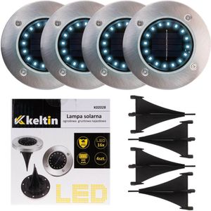 Keltin Solar tuinlamp set - 16 LED - Weerbestendig - Zilver/Zwart - 4 stuks