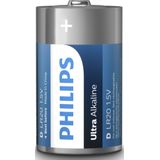 Philips Ultra Alkaline Batterijen D 2 stuks in Blister