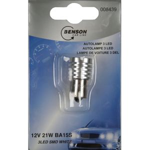 Benson Autolamp - LED - 12 Volt - 21 Watt - 3 LED Smd White BA15S