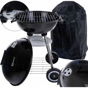 GEKO Ronde houtskoolbarbecue - Met deksel - Ø 39 cm rooster - Zwart - Inclusief hoes