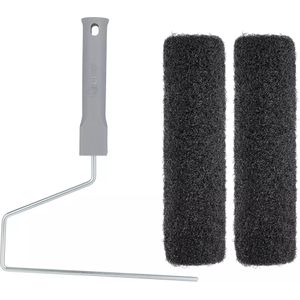 GEKO Stukadoorsroller met handgreep - synthetische vezels - 25 x 7 cm - wit - beugel 6 mm - set 2-delig - voor aanbrengen van gipspleister en egalisatiemassa