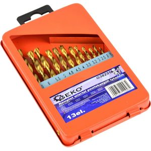 GEKO Titanium gecoate metaalborenset - 13-delig - 1,5-6,5 mm - HSS staal