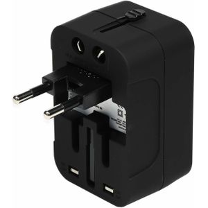 Benson Reisadapter - Internationaal - 2 USB - 1 Stekkeraansluiting - Zwart