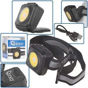 GEKO Schokbestendige LED hoofdlamp - 3 lichtmodi - USB-C oplaadbaar - 500 lumen - Reflecterende hoofdband