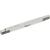 GEKO Houten vouwmeter - 1m - 5 secties - wit - nauwkeurigheid klasse III