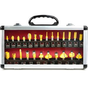 GEKO Freesbits set - 25-delig - HSS staal - 8mm schacht - Inclusief opbergkoffer