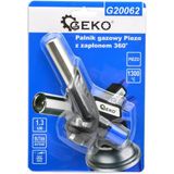 GEKO Gasbranderkop - 360° draaibaar - Met piëzo-ontsteking - Regelbare vlam - RVS mondstuk