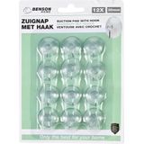 Benson Zuignap met Haak Set - Transparant - Ø 30 mm - 12 delig