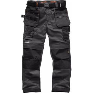 Scruffs - Pro Flex - Werkbroek - Grijs - Polyester/Katoen - Rekbaar met Holster- en Verstelbare Kniezakken