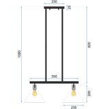 TooLight APP317-2CP Hanglamp - E27 - 2 Lichtpunten - Zwart