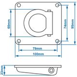 Pro Plus Sjoroog met Dekring Enkel en Veer- Inbouw 20 mm - 100 x 95 mm - Staal