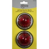 Benson Zijlamp Set - Chrome - Rood - 70 mm - 2 stuks