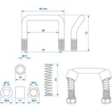 Pro Plus Sjorbeugel met Veer - h.o.h 70 mm - RVS - Maximale Belasting 800 kilo