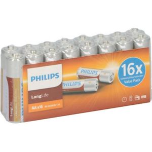 Philips Longlife AA Batterijen / Penlite (16 stuks)