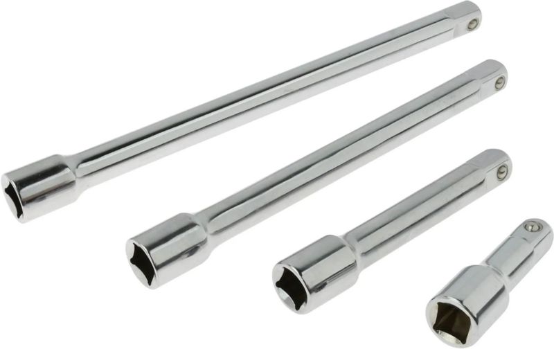 GEKO - Verlengstangenset - Chroomgepolijst - 4-delig - Legeringstaal - Diverse Lengtes