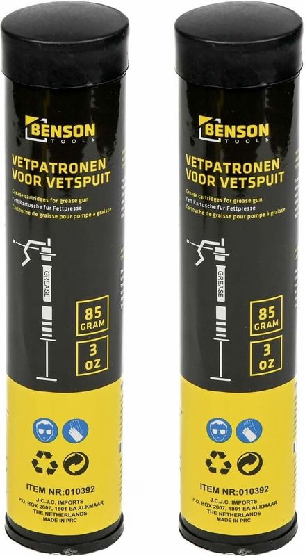 Benson Vetpatronen - Smeervet - Waterbestendig - Zuurvrij - 85 gram - 2 stuks