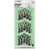 Benson 15-delige handdoekhouderset - grijs/zwart - rubberen coating - duurzaam kunststof en metaal