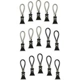 Benson 15-delige handdoekhouderset - grijs/zwart - rubberen coating - duurzaam kunststof en metaal