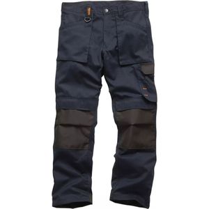 Scruffs Werkbroek van polyester/katoen keperstof - met kniezakken en cargozak - maat 52 K - blauw - voor bouw en techniek