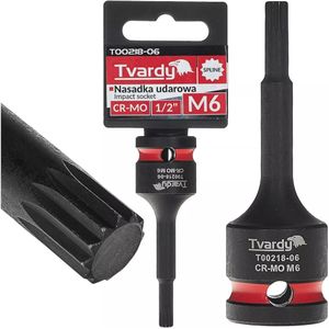 Tvardy Slagdop spline M6 - chroom-molybdeenstaal - voor slagmoersleutel - aandrijfvierkant 12,7 mm - zwart - auto en industrie