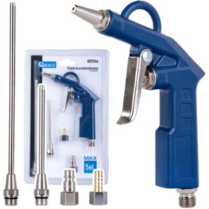 GEKO Luchtstofpistool met 5-delige nozzle- en connectorenset - 180mm, 100mm, 20mm - tot 8 bar