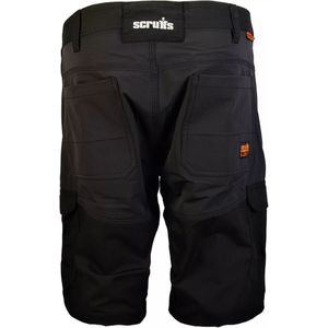 Scruffs Korte werkbroek - scheurbestendig polyester-katoen - rekbaar, beenzakken en gereedschapslussen - maat 50 - zwart - bouw