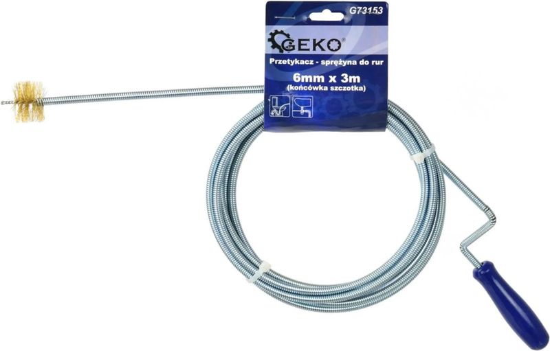 GEKO - Drain Auger - 6mm x 3m - Flexibele Ontstopper - Borsteluiteinde