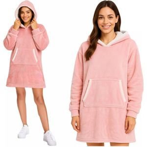 Ruhhy XXL – Oversized Dekentrui – Pastelroze – Fluweelzachte Polyester – Sherpa Binnenkant – Comfortabel en Unisex