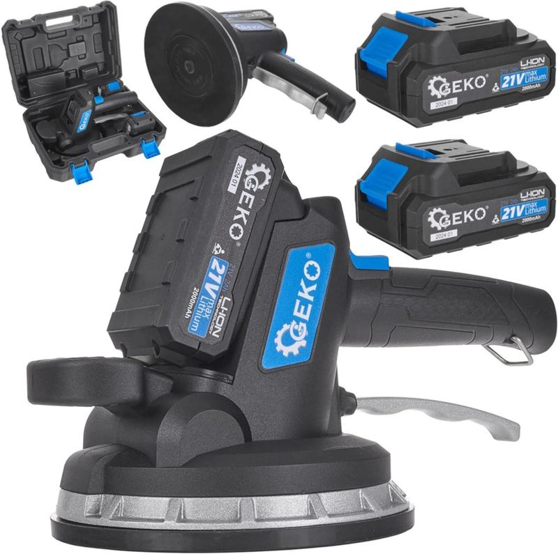 GEKO - Tegeltrilgereedschap - Accu Zuignap - Verstelbare Trilling - 180mm - Inclusief 2 Batterijen