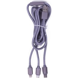 Benson Universele 3 in 1 Kabel - Lightning - Micro USB - USB - C Grijs - 1.2M