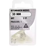 Deltafix Witte betonhaakjes - 30 mm - 3 stuks - stevige bevestiging voor beton