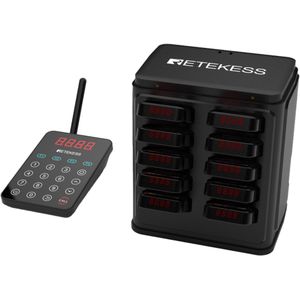 Retekess Oproepsysteem TD177 - 10 ontvangers - uitbreidbaar - zwart - muurmontage - IP67 waterdicht