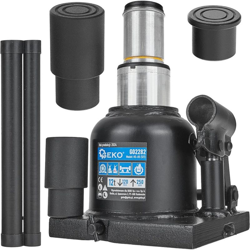 GEKO - Hydraulische Fleskrik - Laag Profiel - 12T - Tweestapsysteem - Compact Ontwerp