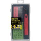 Benson Graveerpen met Accessoires - Inclusief Letter- en Cijfersjabloon - Werkt op AAA Batterijen