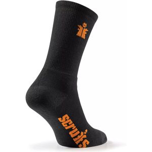 Scruffs Werksokken - textiel - maat 41-43 - zwart - verstevigde hiel en teen, warme voering - 3 paar - veiligheidsschoenen