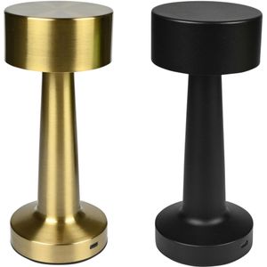 Benson LED Tafellamp Oplaadbaar en Dimbaar - Stijlvol in Goud en Zwart