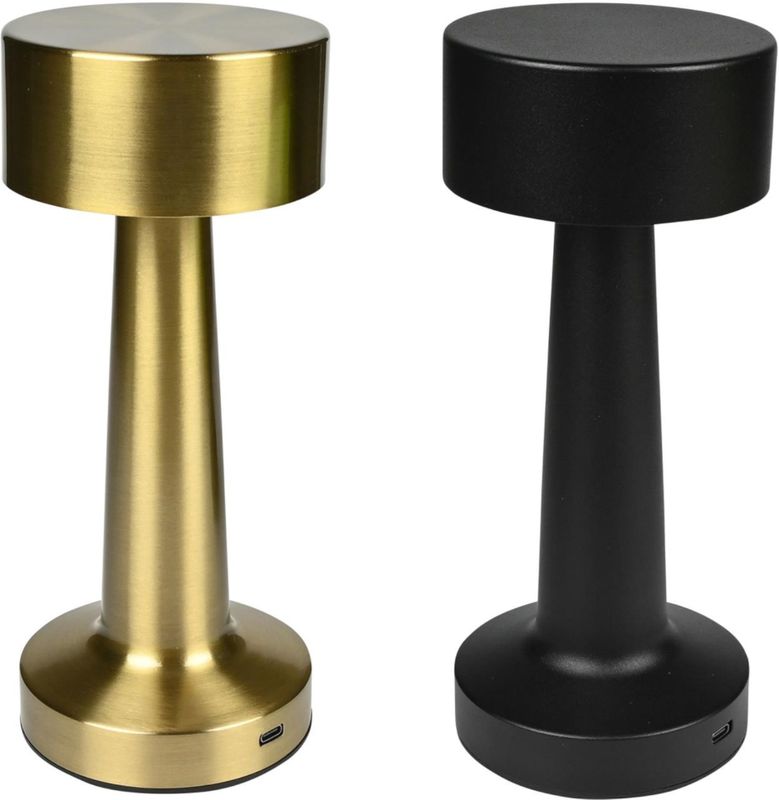 Benson LED Tafellamp Oplaadbaar en Dimbaar - Stijlvol in Goud en Zwart